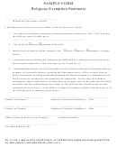 Sample Form Religious Exemption Statement Printable pdf