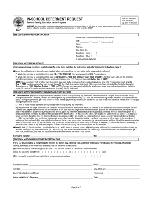 In-School Deferment Request Printable pdf