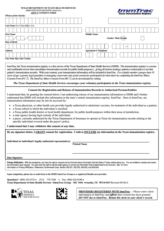 Fillable Registration And Consent Form Printable pdf