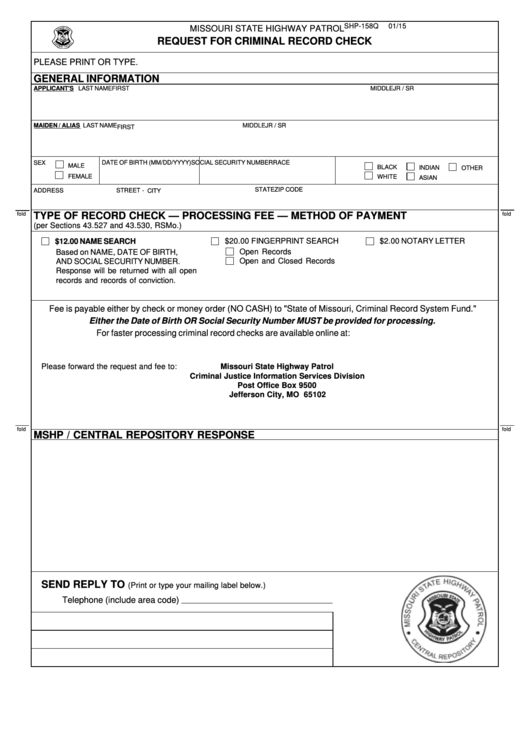 Criminal Record Check Form