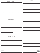 April, May, June 2017 Calendar Template