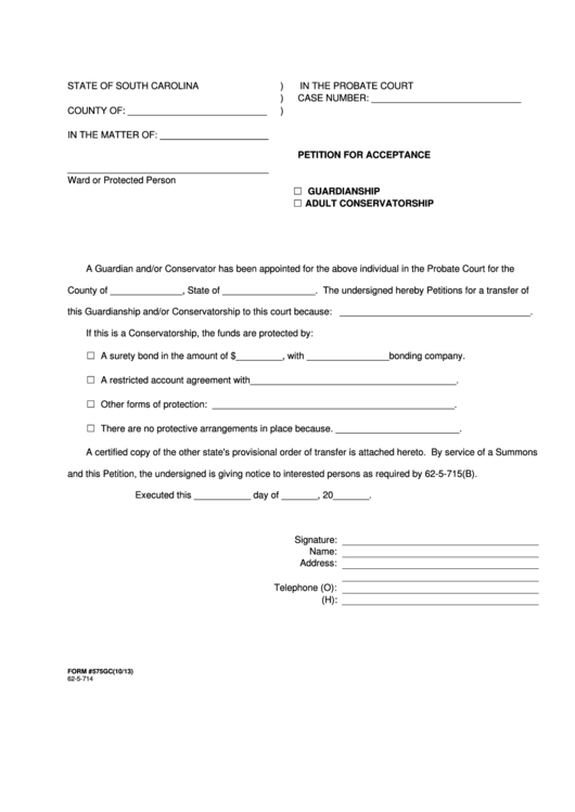 Petition For Acceptance Printable pdf