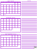 July, August, September 2016 Calendar Template