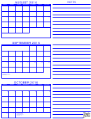 August, September, October 2016 Calendar Template