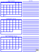 July, August, September 2016 Calendar Template