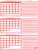 December, January, February 2017 Calendar Template