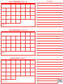 November, December, January 2017 Calendar Template