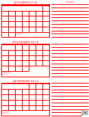 October, November, December 2016 Calendar Template