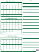 October, November, December 2016 Calendar Template