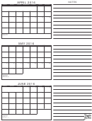 April, May, June 2016 Calendar Template
