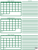 May, June, July 2016 Calendar Template