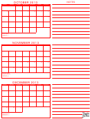 October, November, December 2013 Calendar Template