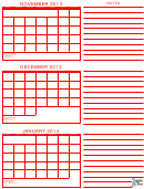 November, December, January 2014 Calendar Template