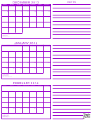 December, January, February 2014 Calendar Template