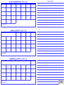 December, January, February 2014 Calendar Template
