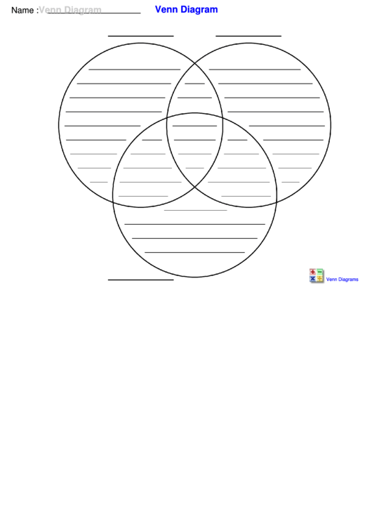 3 Venn Diagram Worksheet Template Printable pdf