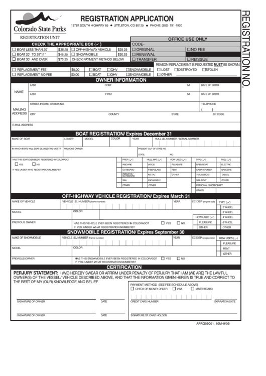 Registration Application Form Printable pdf