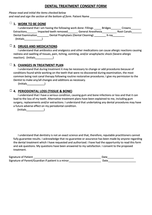 Dental Extraction Consent Form Template