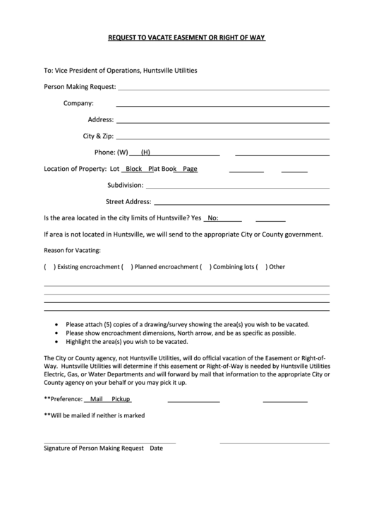 Easement Form Printable pdf