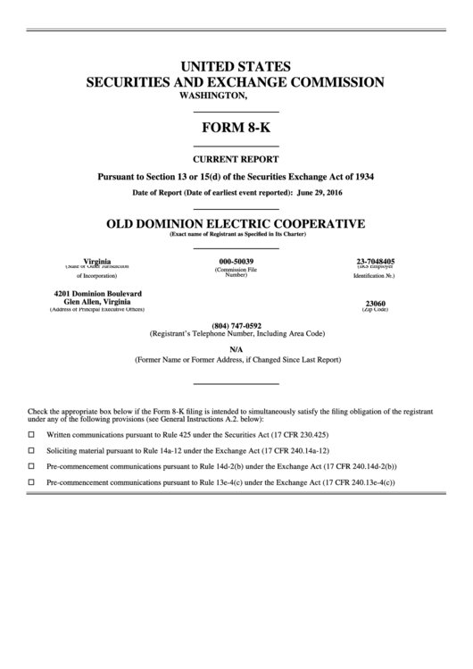 Form 8-K - Current Report Printable pdf