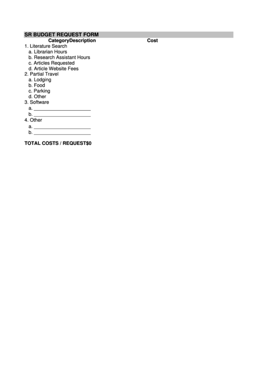 Sr Budget Request Form Printable pdf