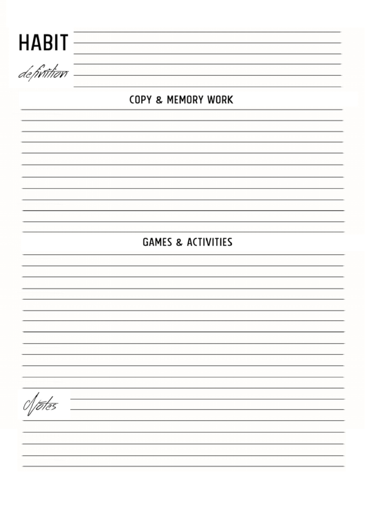 Habit (Copy & Memory Work) Printable pdf