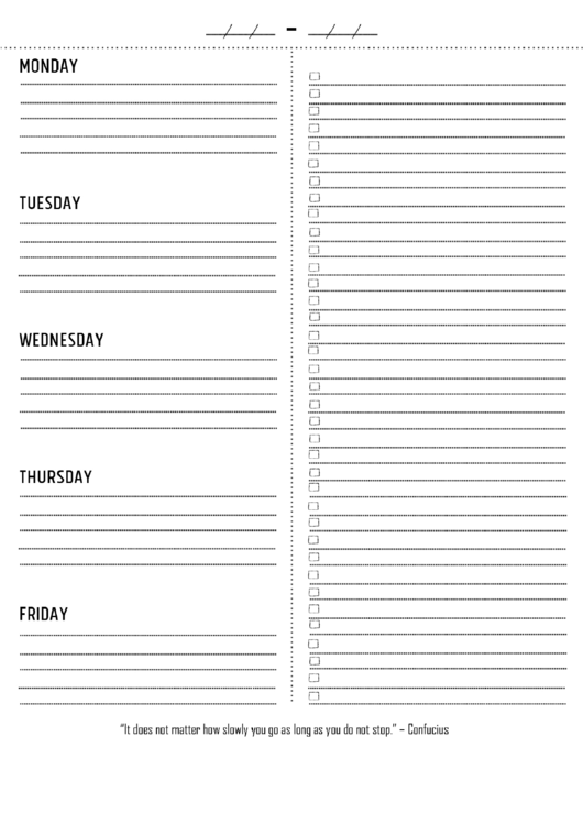 Weekly Planner - Monday-Friday Printable pdf