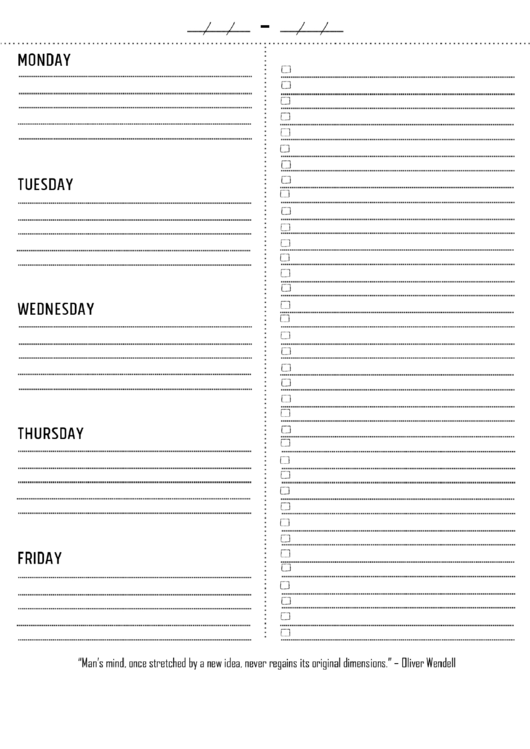 Weekly Planner - Monday-Friday Printable pdf