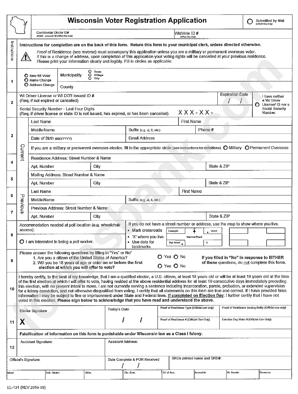 Wisconsin Voter Registration Application