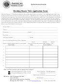 Herding Master Title Application Form