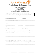 Public Records Request Form - City Of Tillamook