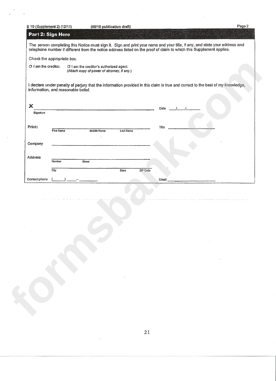 B10 Form - Notice Of Postpetition Mortgage Fees, Expenses, And Charges