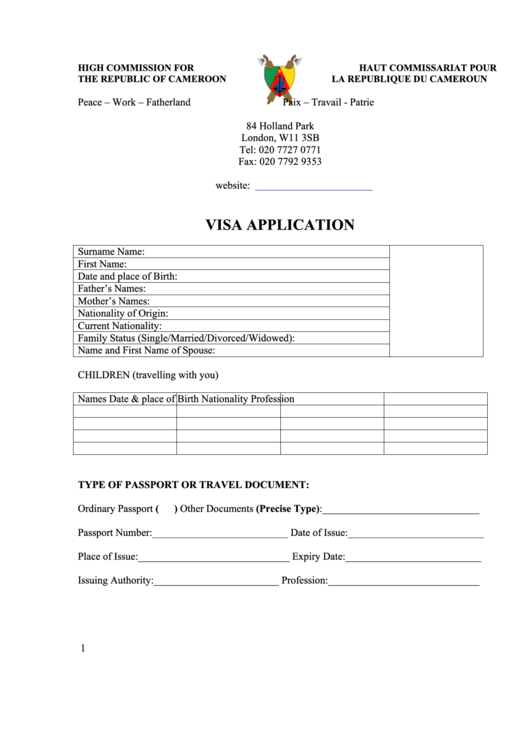 Visa Application Printable pdf