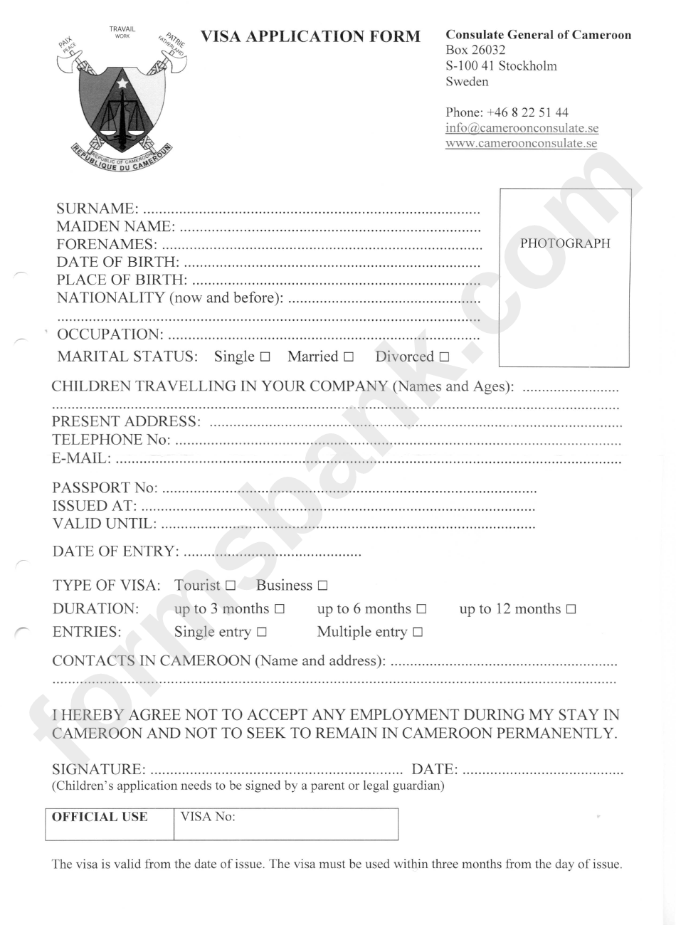 Visa Application Form Printable Pdf Download