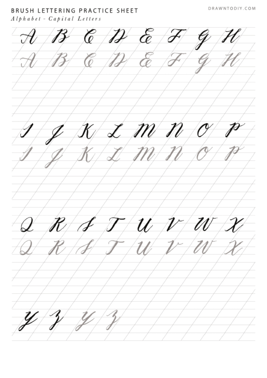 Brush Lettering Practice Sheet Printable pdf