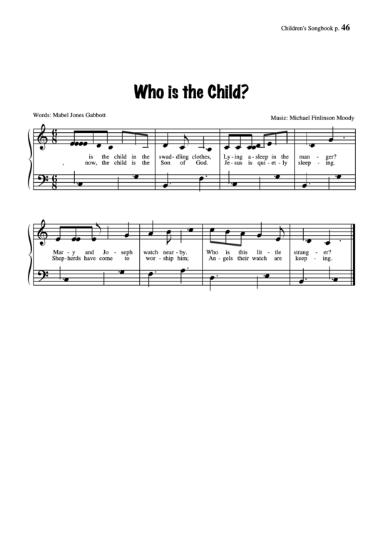 Who Is The Child (Music: Michael Finlinson Moody) Printable pdf