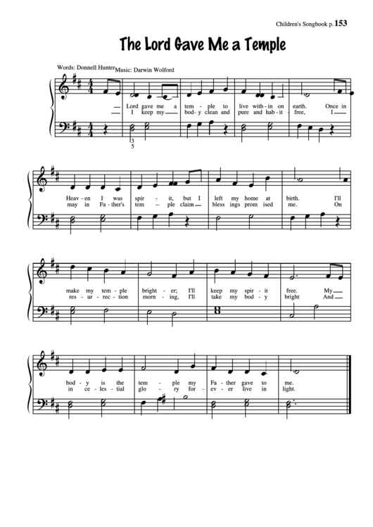 The Lord Gave Me A Temple (Music: Darwin Wolford) Printable pdf