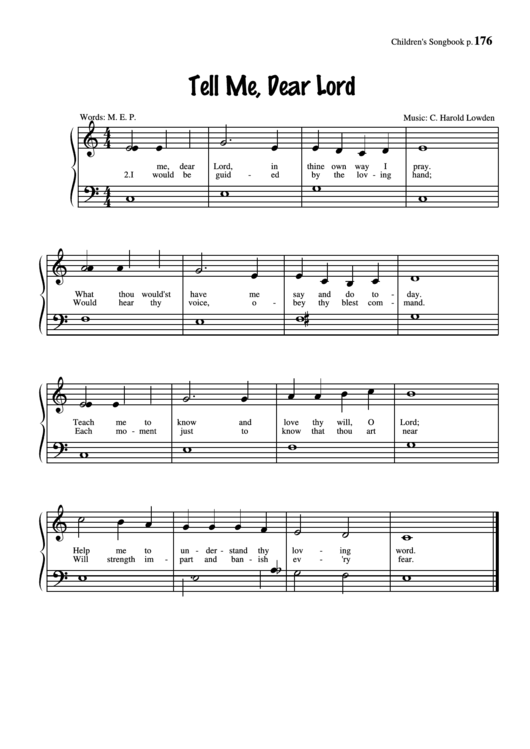 Tell Me, Dear Lord (Music: C. Harold Lowden) Printable pdf