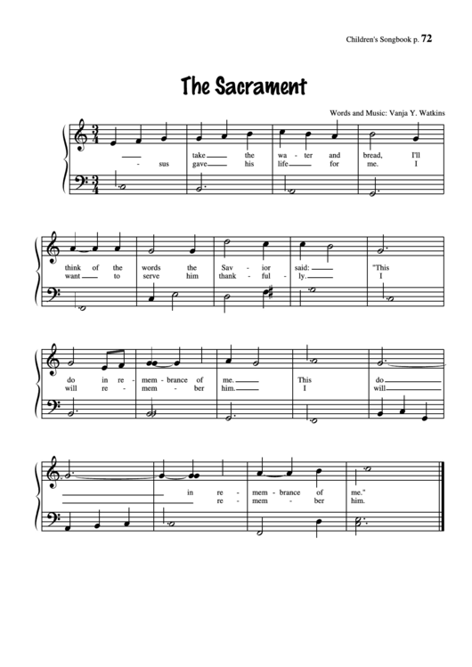The Sacrament (Words And Music: Vanja Y. Watkins) Printable pdf