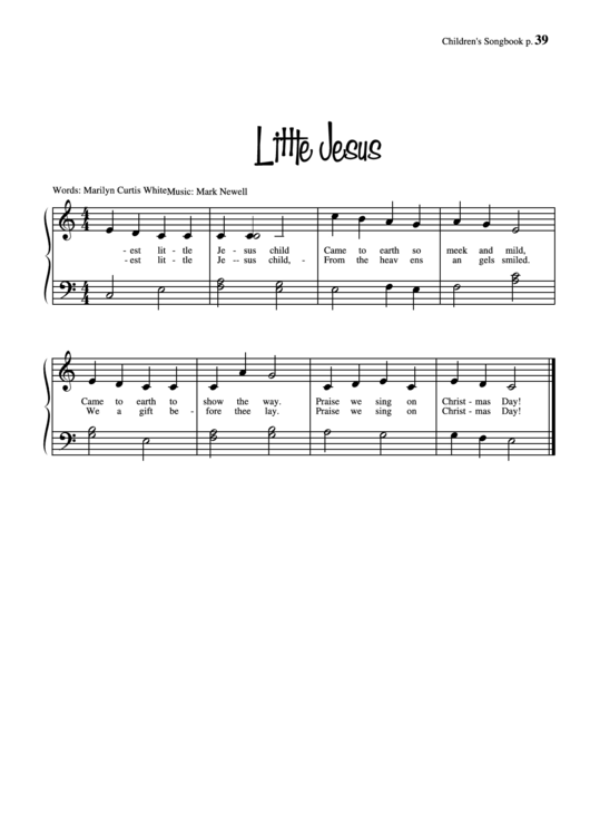 Little Jesus (Music: Mark Newell) Printable pdf