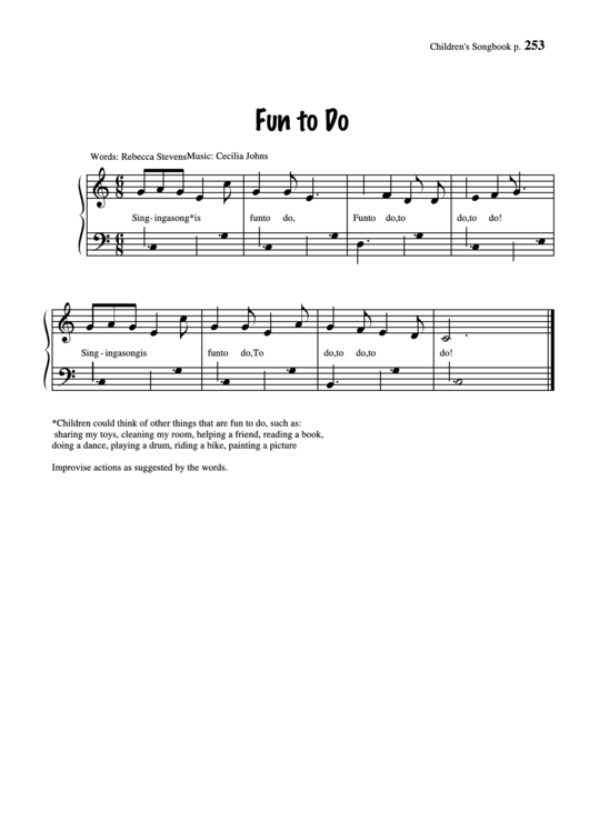 Fun To Do (Music: Cecilia Johns) Printable pdf