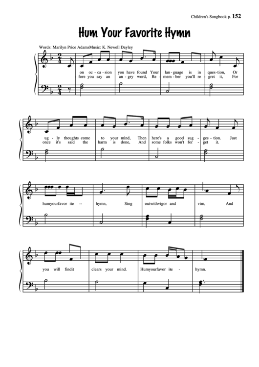 Hum Your Favorite Hymn (Music: K. Newell Dayley) Printable pdf