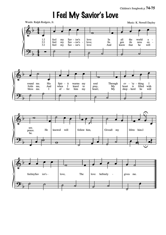 I Feel My Savior (Music: K. Newell Dayley) Printable pdf