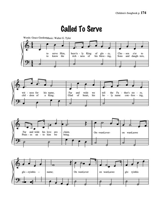 Called To Serve (Music: Walter G. Tyler) Printable pdf