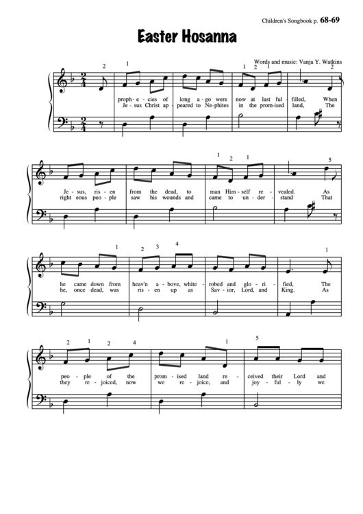 Vanja Y. Watkins - Easter Hosanna Sheet Music Printable pdf