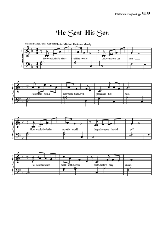 He Sent His Son (Music: Michael Finlinson Moody) Printable pdf
