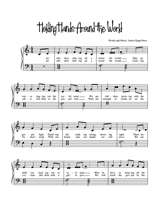 Holding Hands Around The World (Words And Music: Janice Kapp Perry) Printable pdf