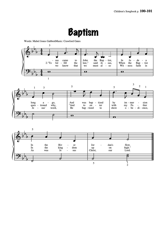 Baptism (Music: Crawford Gates) Printable pdf