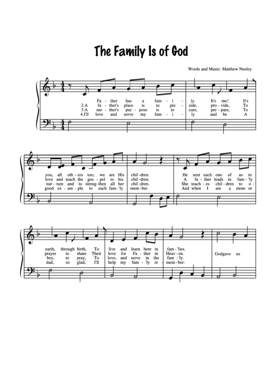 The Family Is Of God (Words And Music: Matthew Neeley) Printable pdf