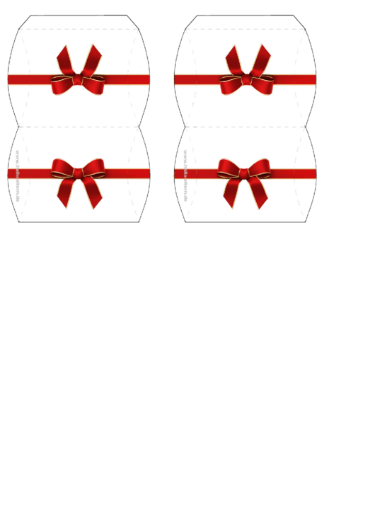 Gift Box Template - Red Bow Printable pdf
